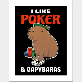 I Like Poker and Capybaras Cartoon Posters and Art